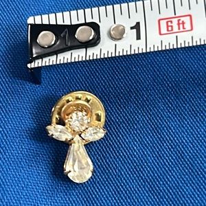 Crystal and Gold toned Guardian Angel Tack pin